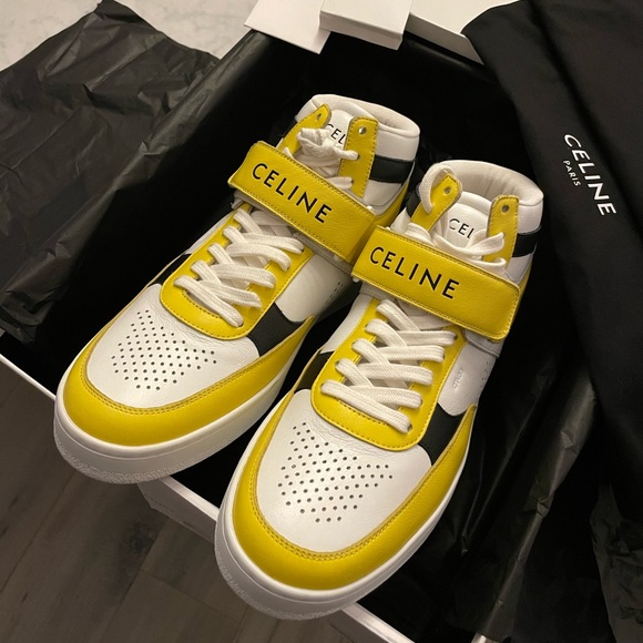 CELINE 🖤 Leather Velcro High Top Sneakers - Men’s Size 41 / Women’s Size 9 - Picture 6 of 13